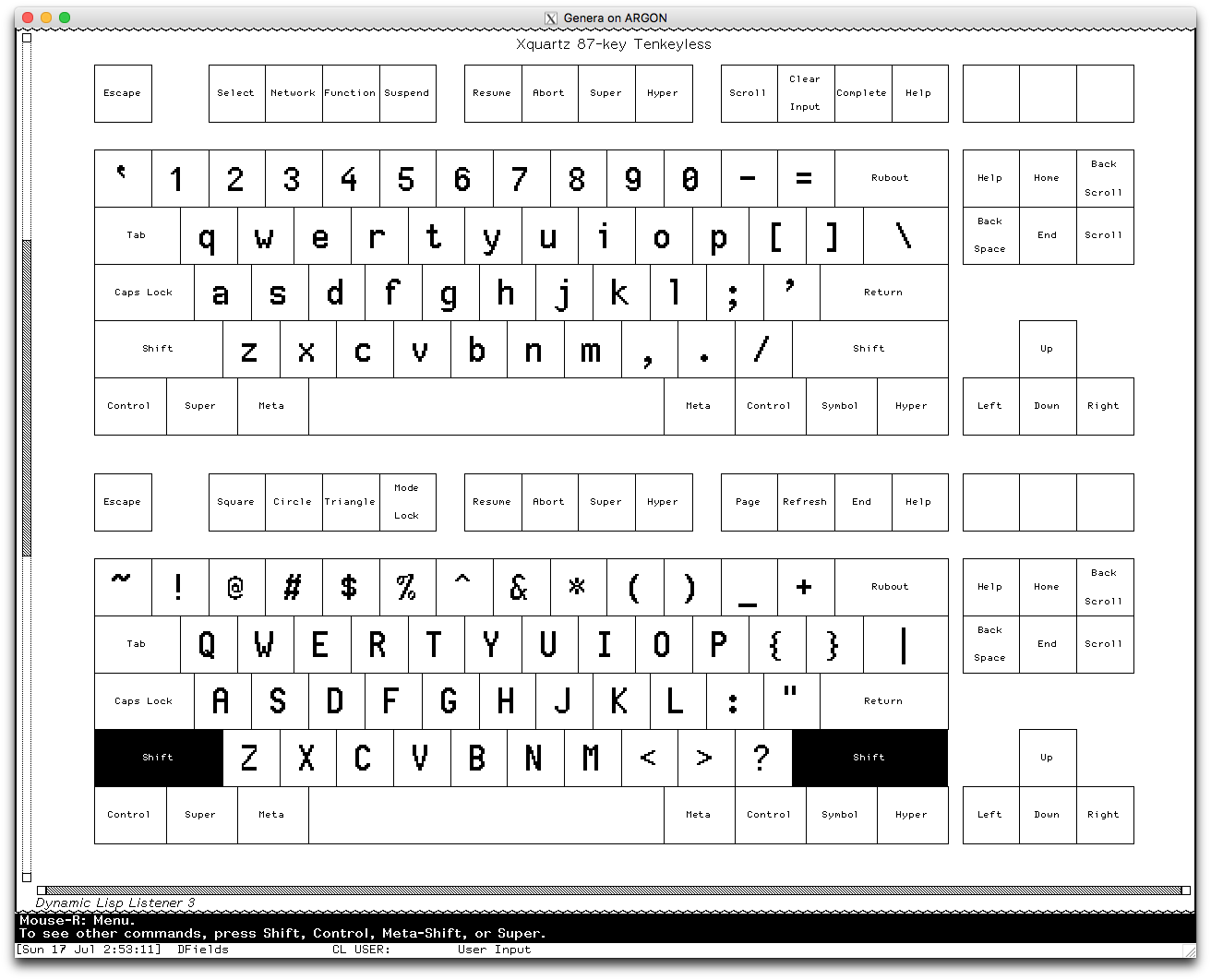 :xquartz-87-tenkeyless keyboard mapping - regular and shifted