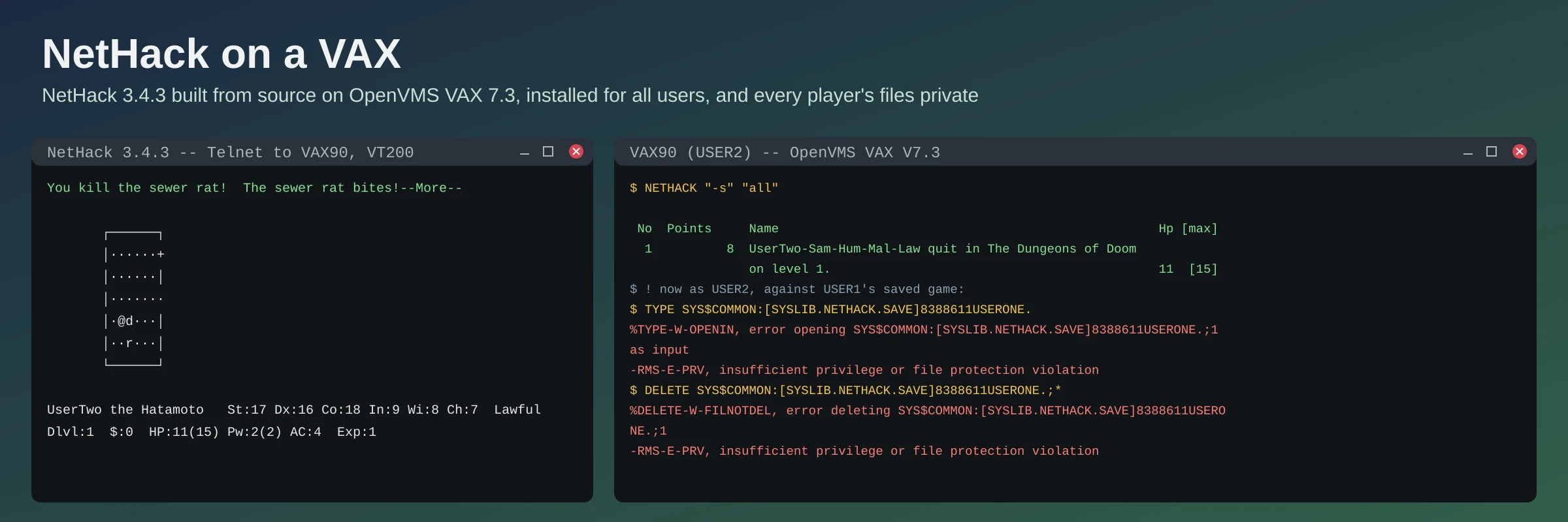 NetHack on a VAX
